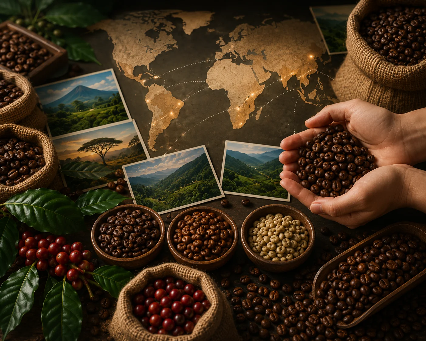 Specialty coffee bean selection at Lav fabec roasters